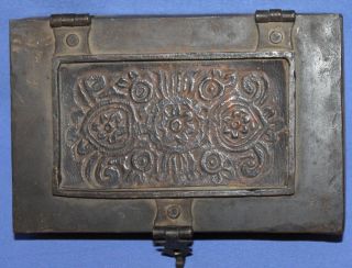 Antique Hand Made Engraved Iron Box photo