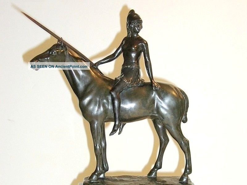 Antique Thiermann Bronze - Athena On Horseback Metalware photo
