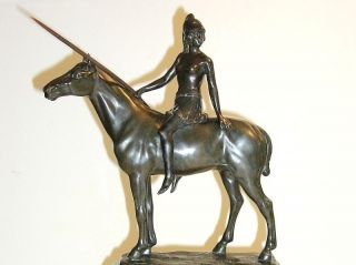 Antique Thiermann Bronze - Athena On Horseback photo
