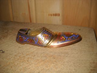 Brass Shoe Ashtray With Hand Hammered Design photo