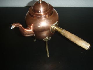 Antique Copper And Brass Tea Pot photo