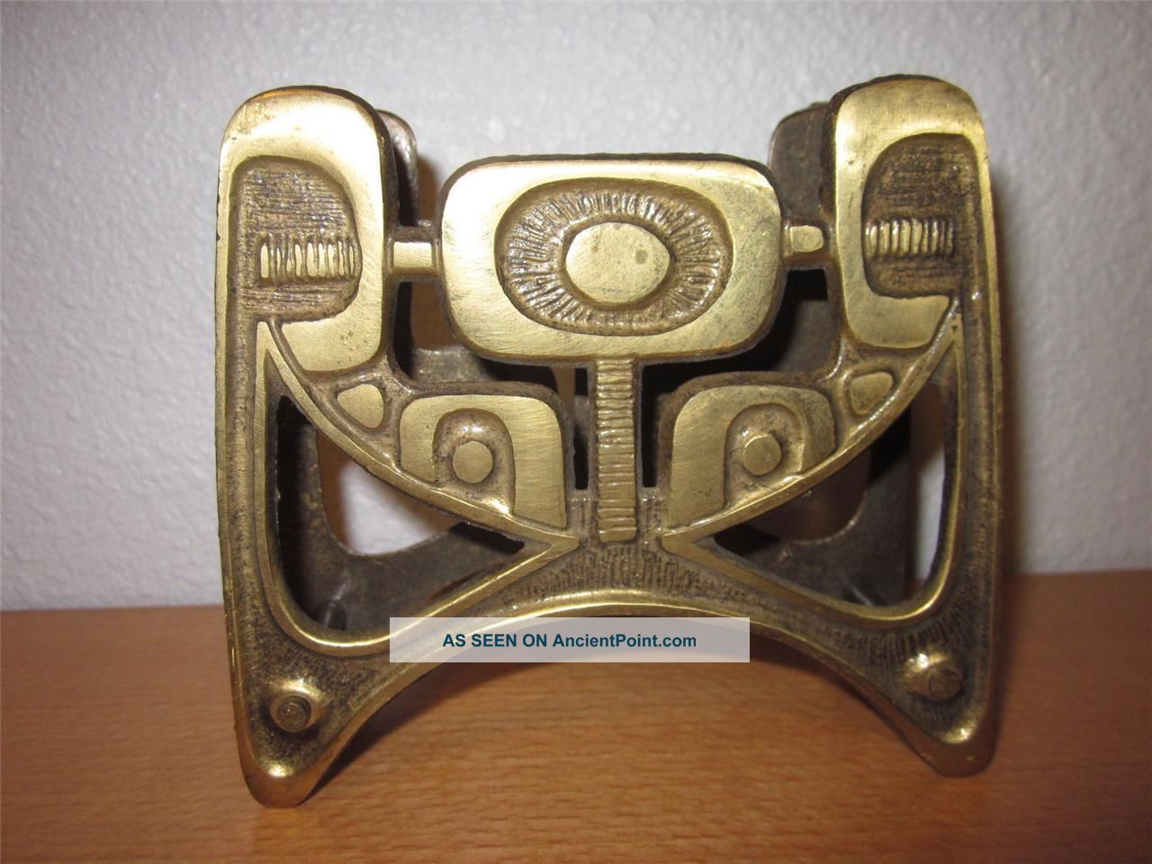 Vtg Mcm Solid Brass Napkin Holder Made By Chen Hebron Isreal Judaica Metalware photo
