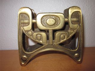 Vtg Mcm Solid Brass Napkin Holder Made By Chen Hebron Isreal Judaica photo