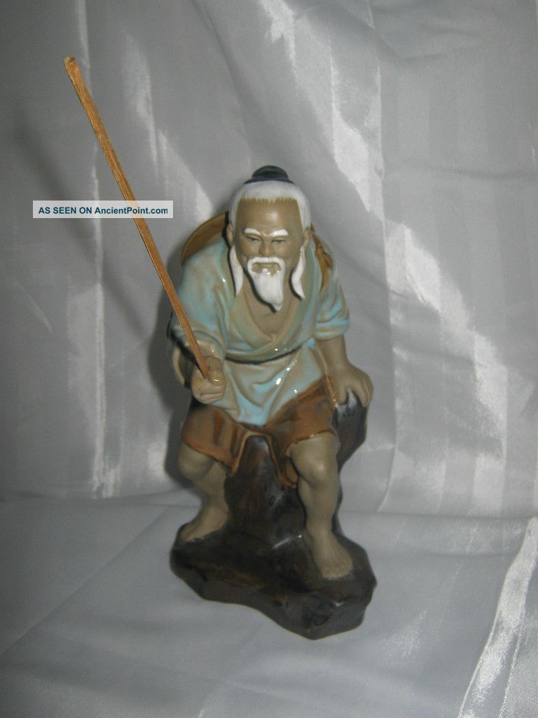 Chinese Mudman Statue Signed Large Figurines photo