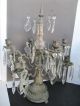 Pair Of 100 Year Old French Bronze Candelabra W/ 8 Candle Holder W/ Crystals Metalware photo 1