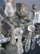 Pair Of 100 Year Old French Bronze Candelabra W/ 8 Candle Holder W/ Crystals Metalware photo 4