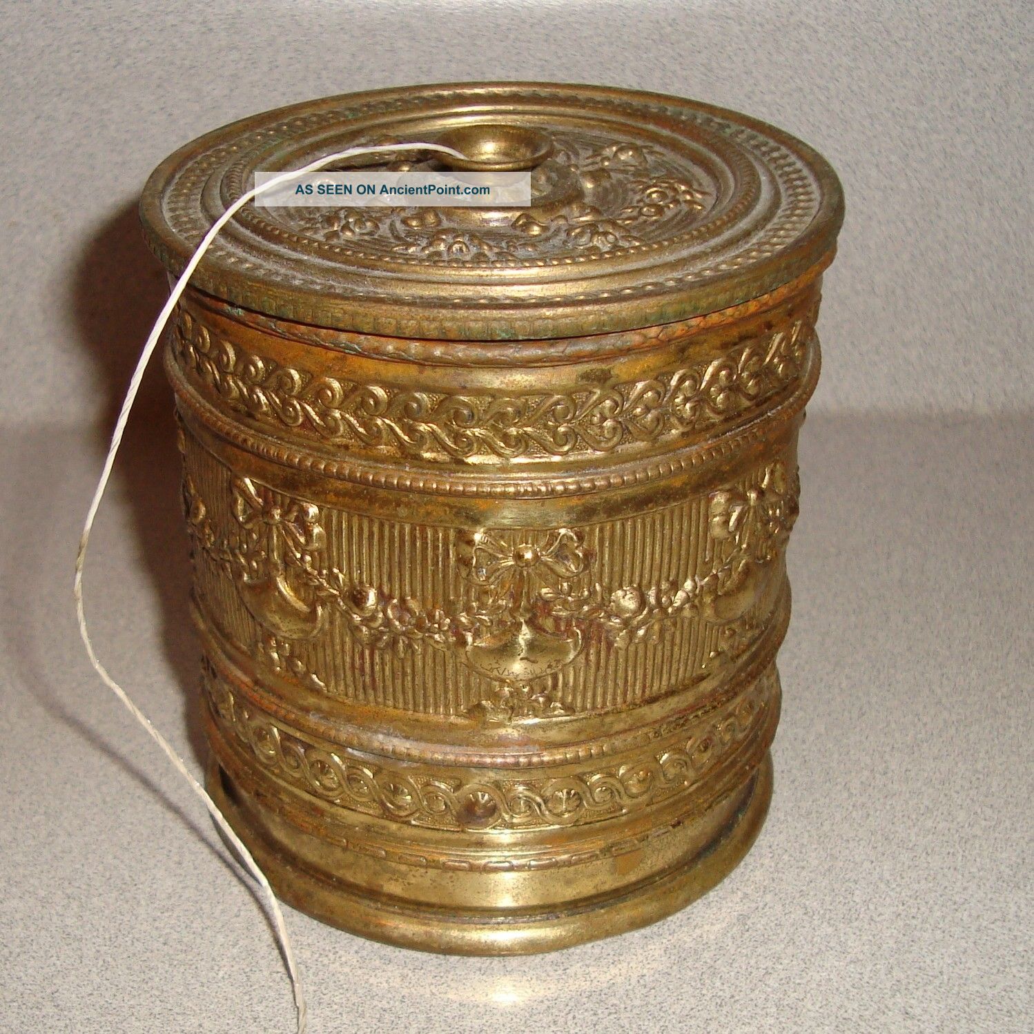 Antique 19th C English Brass String Holder Metalware photo