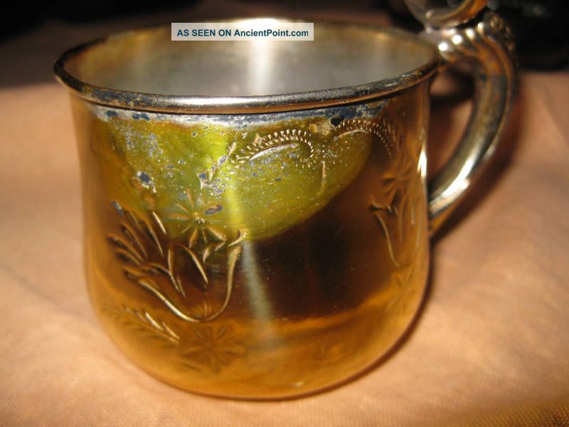 Antique Gold Plated Cup With Handle Old Metalware photo