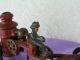 Antique Cast Iron Toy Fire Wagon With Two Horses Wagon And Driver Complete Set Metalware photo 9