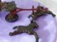 Antique Cast Iron Toy Fire Wagon With Two Horses Wagon And Driver Complete Set Metalware photo 10