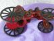Antique Cast Iron Toy Fire Wagon With Two Horses Wagon And Driver Complete Set Metalware photo 11