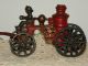 Antique Cast Iron Toy Fire Wagon With Two Horses Wagon And Driver Complete Set Metalware photo 1
