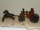 Antique Cast Iron Toy Fire Wagon With Two Horses Wagon And Driver Complete Set Metalware photo 2