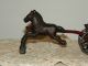 Antique Cast Iron Toy Fire Wagon With Two Horses Wagon And Driver Complete Set Metalware photo 6