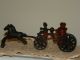 Antique Cast Iron Toy Fire Wagon With Two Horses Wagon And Driver Complete Set Metalware photo 7
