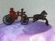 Antique Cast Iron Toy Fire Wagon With Two Horses Wagon And Driver Complete Set Metalware photo 8