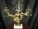 Stunning Antique Girandole Marble Base Prisms Brass Large 18 