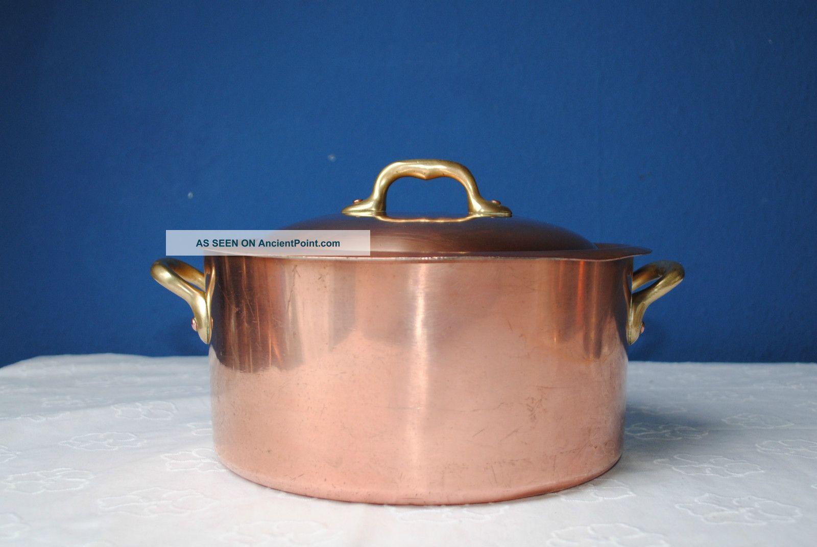 French Copper / Brass Casserole Pan With Lid Metalware photo