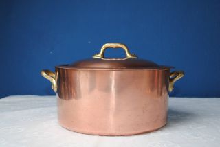French Copper / Brass Casserole Pan With Lid photo
