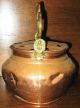Antique Hand Made & Hand Hammered Copper & Brass Humidifier Pot W/lid French Metalware photo 4