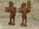 Antique/vintage Pair Bronze Angel Cherubs Playing Musical Instruments Home Decor Metalware photo 2