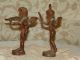 Antique/vintage Pair Bronze Angel Cherubs Playing Musical Instruments Home Decor Metalware photo 3