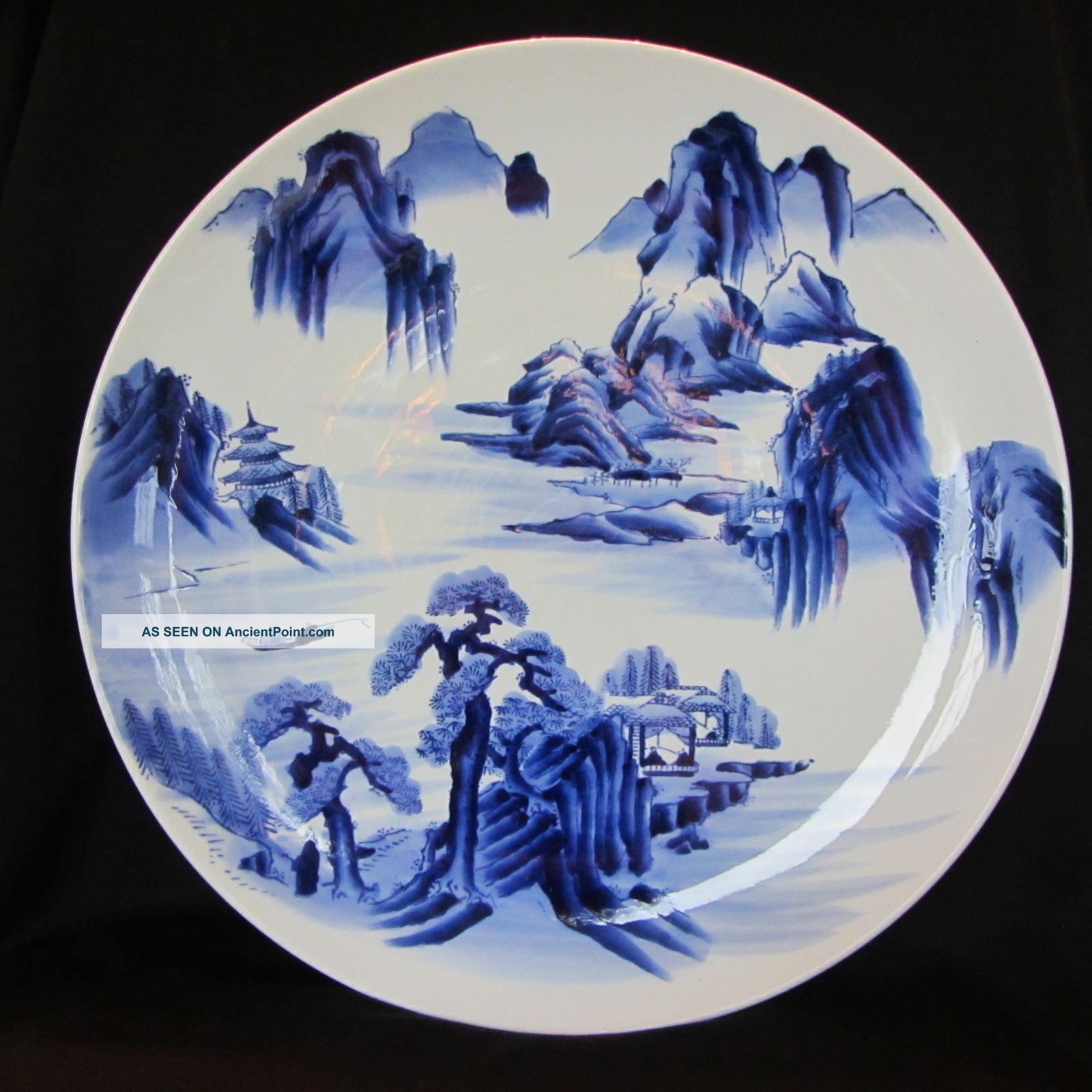 Lg Signed Japanese Blue White Porcelain Handpainted Charger Plate Japan 2 Of 4,Landscaping Backyard Ideas With Pool