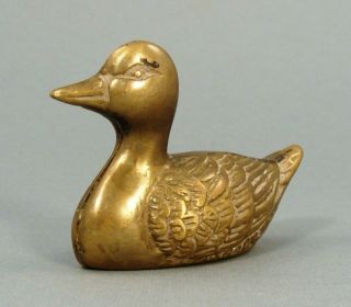 Antique Hunting Cast Bronze Duck Art Figurine Statue photo