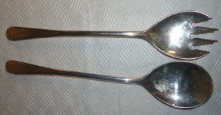 Vintage Silver Plate Spoon Spork Salad Serving Set Marked Italy 9 