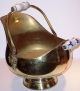 Ex - Lg.  Dutch Made Victorian Style Brass Coal Bucket W/lion Heads & Delfware Hand Metalware photo 3