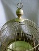 Antique Round Brass Bird Cage Made In Germany Finial Top/plastic Feeder Metalware photo 3