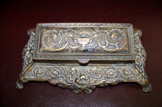 Vintage Reproduction Brass Stamp Holder,  Victorian Style Inspired photo