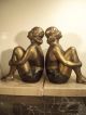 Rare Art Deco French Bathing Beauties Female Spelter Cast Metal Bookends Metalware photo 9
