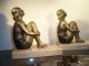 Rare Art Deco French Bathing Beauties Female Spelter Cast Metal Bookends Metalware photo 3