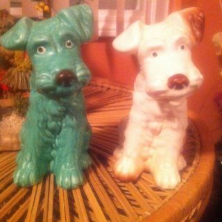 Stamped Made In England Ceramic Vintage Terrior Dogs Statues Figurines No Chips photo