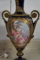 2 Antique Victorian Lamps Vase French Romantic Lighting Urn Hand Painted Pair Lamps photo 2
