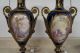 2 Antique Victorian Lamps Vase French Romantic Lighting Urn Hand Painted Pair Lamps photo 3