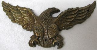 Vintage Bronzed Metal Soaring Eagle Trim Pediment Piece New photo