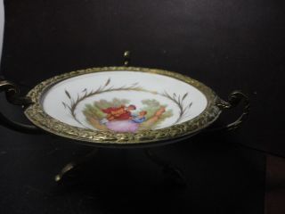 French Sevres Bowl Lover Portrait Hand Painted photo