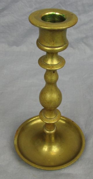 18th Century English? Brass Candlestick With Drip Tray photo