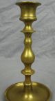 18th Century English? Brass Candlestick With Drip Tray Metalware photo 5