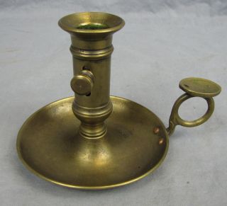 Antique Brass Push - Up Adjustable Chamberstick/candle Holder photo