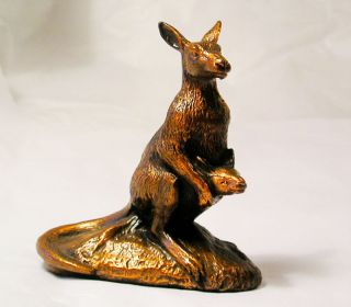 Vintage Metal Kangaroo Figurine S8 photo