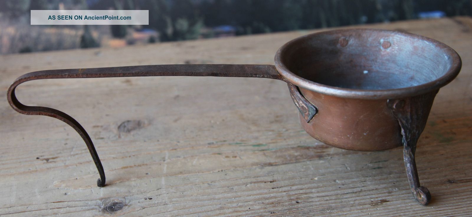 Circa 1870 ' S Antique Three Legged Copper Fire Pot Metalware photo
