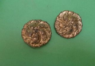 Pair Antique French Gilded Bronze Embossed Rosaces : Hardware photo