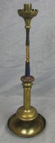 Pair Of Tall Antique Brass & Wrought Iron Candle Sticks Metalware photo 7