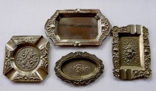 Antique Set Of 4 Alpaca Silver Plated Ashtrays From Transylvania - Appraisal photo