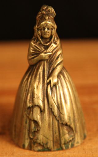 Large Vintage Brass Desk Bell Lady With Shawl photo