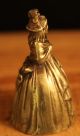 Large Vintage Brass Desk Bell Lady With Shawl Metalware photo 2