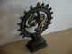 Vintage Dancing Shiva Amazing Green Antique Finish Brass Statue Of Natraj Metalware photo 3